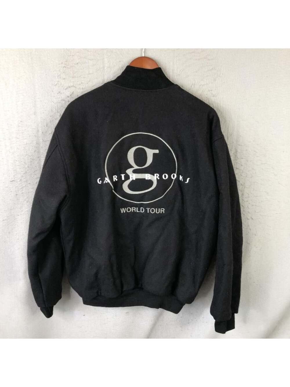 Vintage Auburn Sportswear Garth Brooks Jacket Mens XL Black Wool World Tour